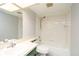 Functional bathroom with a tub and shower combo and a vintage-style vanity at 797 Crossbridge Ct, Avon, IN 46123