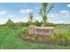 Stone entrance sign for Highlands at Grassy Creek surrounded by landscaping at 1023 Grassy Br Dr, Indianapolis, IN 46239