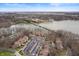 Breathtaking aerial view of lakeside condos, showcasing a serene waterfront setting and convenient access to the lake at 108 Knoll Ct # A, Noblesville, IN 46062