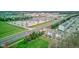 An aerial view of the community featuring a nearby school, ample parking, and well-maintained landscaping at 12683 White Chapel Cir, Fishers, IN 46037