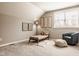 This attic bedroom has neutral-toned walls, carpet, decor, and natural lighting at 14910 Briarpatch Cir, Carmel, IN 46033