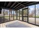 Screened in porch with a wood floor, black trim and exterior door at 24 Thornhurst Dr, Carmel, IN 46032