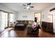 Spacious living room with a large sectional sofa and access to outdoor spaces at 2909 Huntsville Rd, Pendleton, IN 46064