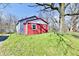 View of the home with red and blue siding sitting on a green lawn at 3142 N Euclid Ave, Indianapolis, IN 46218