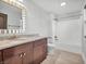 This bathroom features a single vanity and a bath tub at 317 Alden Way, Carmel, IN 46032