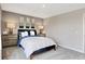 Cozy bedroom with carpeted floor, side tables and neutral walls at 3721 Cantebury Dr, Franklin, IN 46131