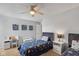 Bedroom featuring two twin beds, with a ceiling fan and decorative wall art at 4801 Copper Grove Dr, Indianapolis, IN 46237