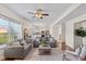 Bright open-concept living room flows into the kitchen, creating an ideal space for entertaining at 4801 Copper Grove Dr, Indianapolis, IN 46237