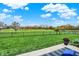 Spacious backyard featuring a manicured lawn and views of the neighborhood landscape at 6110 Tanana Dr, Carmel, IN 46033