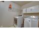 Laundry room featuring a white washer and dryer, wire shelving, and white cabinets for storage at 8316 S Swimming Hole Ln, Pendleton, IN 46064