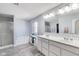 Bright bathroom featuring a double vanity, a shower, and a bathtub at 8610 Fawn Way, McCordsville, IN 46055