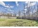 Backyard featuring a well-maintained lawn and a traditional wooden fence at 9525 Meadowlark Dr, Indianapolis, IN 46235
