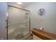 Bathroom featuring a shower with glass door and modern fixture at 1471 S Frog Pond Ct, Greenfield, IN 46140