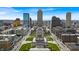 Stunning aerial perspective of city skyline and monument against a clear, blue sky, capturing downtown at 350 N Meridian St # 610, Indianapolis, IN 46204