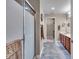 Bathroom featuring glass enclosed shower and dual vanity sinks at 350 N Meridian St # 610, Indianapolis, IN 46204