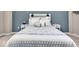 Comfortable bedroom with a bed, stylish headboard, and modern decor at 350 N Meridian St # 610, Indianapolis, IN 46204