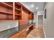 Hallway features built in desk with granite counter and storage shelving at 350 N Meridian St # 610, Indianapolis, IN 46204