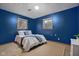Cozy bedroom with blue walls, carpet floors, and two windows providing natural light at 4108 Carson Ave, Indianapolis, IN 46227