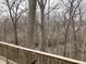 Inviting outdoor deck with a chair, offering a serene view of the natural woods in the backyard at 4214 Woodsage Trce, Indianapolis, IN 46237