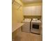 Bright laundry room with modern appliances, ample cabinetry, and a folding table at 10072 Graceful Landing Dr, Indianapolis, IN 46234