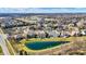Beautiful aerial view of homes surrounding a scenic pond in a suburban neighborhood at 16129 Brookhollow Dr, Westfield, IN 46062