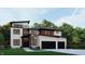 Stunning modern two-story home featuring sleek lines, a rooftop terrace, and a spacious three-car garage at 10990 Brooks School Rd, Fishers, IN 46037