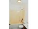 Standard bathroom featuring a tub shower, toilet and vanity with laminate countertop at 3513 Berkdale Dr, Columbus, IN 47203