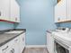 Well-equipped laundry room featuring sleek, white cabinetry and modern appliances at 4993 Silverbell Dr, Plainfield, IN 46168