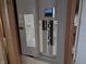 Interior shot of an electrical panel showing the breaker switches inside a residential home at 5961 N 200 W, Columbus, IN 47201