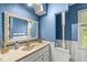 Elegant bathroom with vanity and custom mirror at 7138 Avalon Trail Ct, Indianapolis, IN 46250