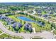 Expansive aerial view of a beautiful neighborhood with ponds and well-manicured lawns at 3715 Kendall Wood Dr, Carmel, IN 46032