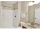 Clean and modern bathroom features a shower, sink, and toilet for convenience and functionality at 3715 Kendall Wood Dr, Carmel, IN 46032