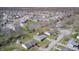 Expansive aerial view of a suburban neighborhood with lush greenery, a pond, and tidy residential streets at 6124 Dry Den Ct, Indianapolis, IN 46221
