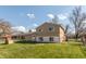 The house showcases a large backyard with mature trees and a brick structure at 6340 Bluebell Ct, Indianapolis, IN 46224