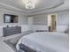 Bright main bedroom showcasing detailed wall trim, a ceiling fan, and a wall-mounted television at 7730 Imperial Eagle Dr, Zionsville, IN 46077