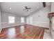 Bright living room with a vaulted ceiling, wood beam and large windows at 901 W 250 N, Lebanon, IN 46052