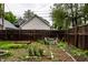 Wide shot of a backyard with a wooden fence, small garden, fire pit and open green space at 902 Villa Ave, Indianapolis, IN 46203