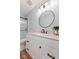 Bathroom featuring vanity with framed mirror and shower with sliding glass door at 1160 Ida Ct, Greenwood, IN 46143