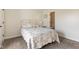 Cozy bedroom featuring neutral tones, carpet flooring and a decorative metal bed frame at 1160 Ida Ct, Greenwood, IN 46143