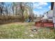 Large fenced backyard featuring a wood deck and playset at 12198 Blue Springs Ln, Fishers, IN 46037