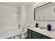 Functional bathroom featuring a shower and tub, vanity, and neutral finishes at 12198 Blue Springs Ln, Fishers, IN 46037