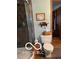 Bathroom with a toilet, a shower, brown tile, and white and blue accents at 3030 N 600 E, Lebanon, IN 46052