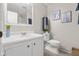 Bright bathroom with modern vanity, mirrored cabinet and coordinated decor at 3104 S Pisgah Way, Columbus, IN 47203