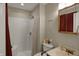 Bathroom featuring a shower with a curtain and a mirror at 3940 E 600 N, Columbus, IN 47203
