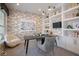 Office with built-in shelving, desk, statement wallpaper, recessed lights and natural light at 4034 Saddle Club S Pkwy, Bargersville, IN 46106