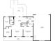 Home floor plan featuring large living area, primary bedroom, kitchen, laundry, and garage at 529 E Jackson St, Martinsville, IN 46151