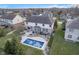 Gorgeous backyard featuring a pool, patio with furniture, and fire pit, perfect for entertaining at 9880 Wading Crane Ave, Fishers, IN 46055