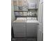 Efficient laundry room with washer, dryer, storage shelves and baskets maximizing space and functionality at 13124 S Elster Way, Fishers, IN 46037