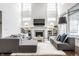 Modern living room showcasing a fireplace, built-in shelves, and comfortable seating arrangements with ample natural light at 15679 Woodford Dr, Westfield, IN 46074