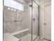 Clean and modern bathroom featuring a glass shower, grab bar and a white vanity at 19668 Mcdonald Pl, Westfield, IN 46074